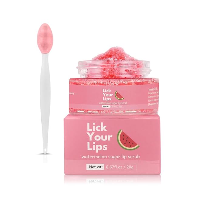 Watermelon Sugar Lip Scrub for Women Dry, Cracked and Dark Lips – Lip Scrubber by LickYourLips
