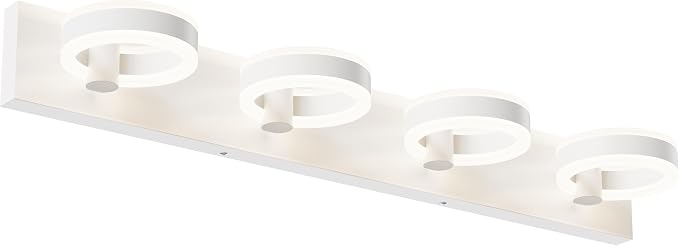 LED Bathroom Light Fixtures, 33inch White Vanity Lights, Modern 4 Light Acrylic by PHIXART