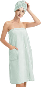 Women’s Adjustable Spa Wrap Towel Set, Microfiber Body Wrap Bathrobe by Unknown