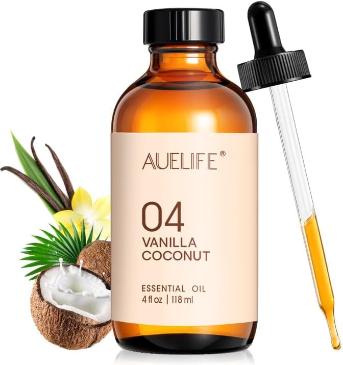 Vanilla Coconut Essential Oil for Diffusers & Candle Making, 118ml Large Bottle by Auelife