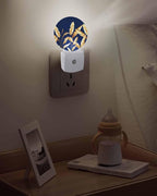 Night Lights Auto Sensor Golden Foliage Night Light Navy Blue Minimalist Leaf - Image 5