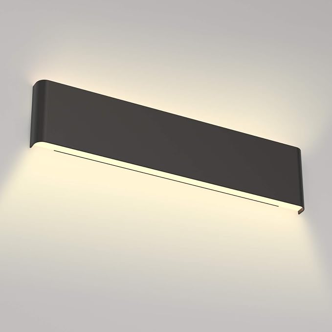 Aipsun 20W/24in Rectangular LED Black Modern Wall Sconce Horizontal Up and Down by Aipsun