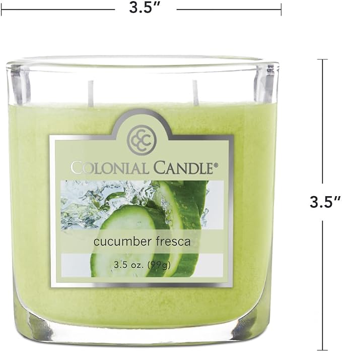 Colonial Candle Cucumber Fresca Scented Jar Candle, 2 Wick, 3.5 oz, Mottled Wax - Image 5