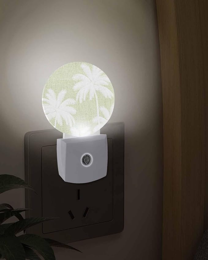 Night Lights Auto Sensor Tropical Palm Trees Night Light Sage Green Linen - Image 3