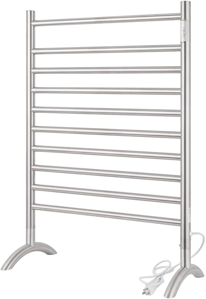 Freestanding Towel Warmer 10 Bars Plug-in Option 3 Working Modes Brushed by NORTTABATHDECOR