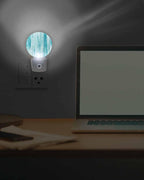 Night Lights Auto Sensor Teal Abstract Graffiti Night Light Art Painting Round - Image 7