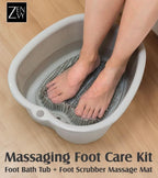ZENVY Foot Bath Tub and Silicone Foot Scrubber Massage Mat Set - Image 2