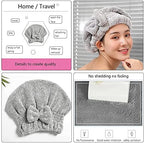 Microfiber Hair Towel Wrap, Soft Absorbent & Quick Drying Cap Set - Image 4