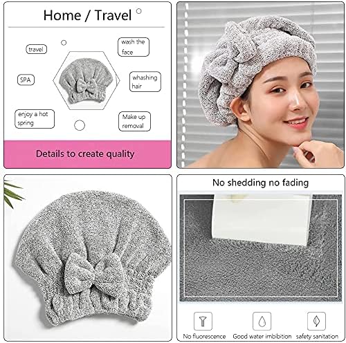Microfiber Hair Towel Wrap, Soft Absorbent & Quick Drying Cap Set - Image 4