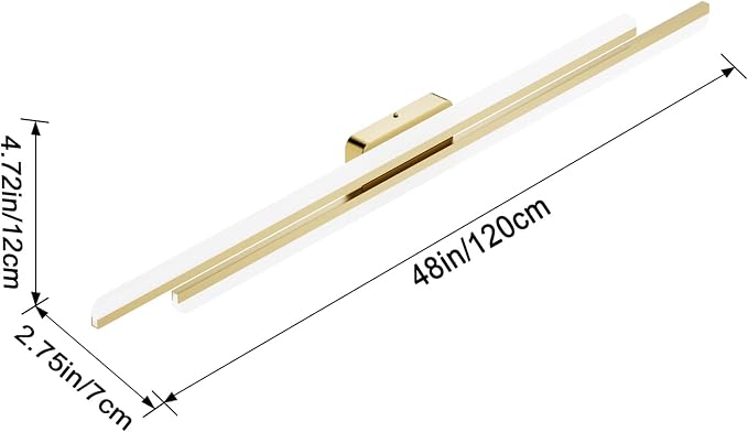Ralbay 48" Gold Vanity Lights 48W Frosted Aluminum Modern LED Gold Bathroom - Image 2