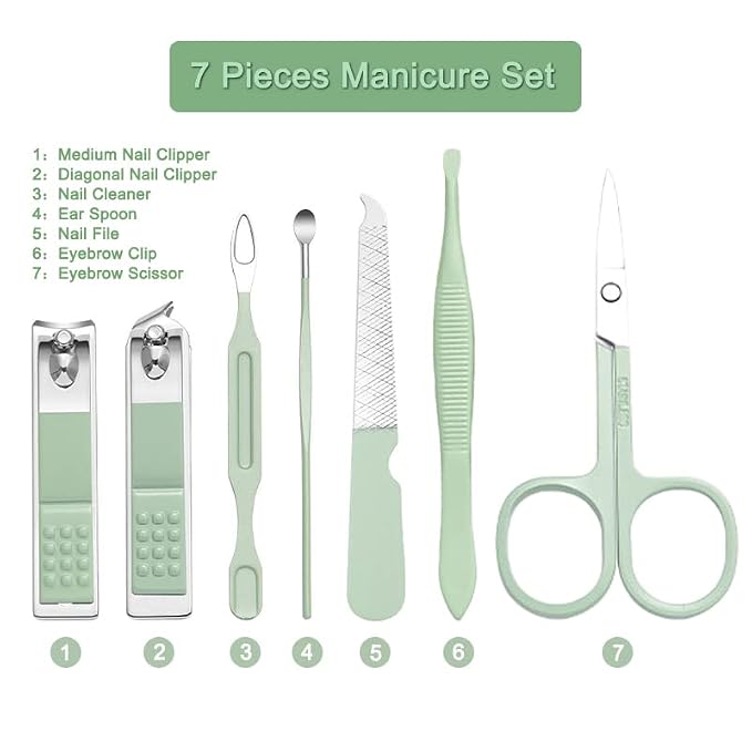 Manicure Set - 7 Pieces Professional Travel Nail Clippers - Image 2