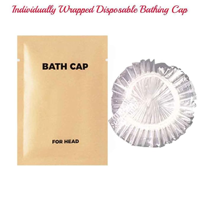 50PCS Portable Individually Wrapped Disposable Shower Caps, Plastic Waterproof - Image 2
