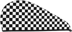 Black and White Checkerboard Hair Towel Wrap Microfiber Fast Drying Hair Turban - Image 2