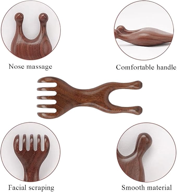 OULIGET Natural Wooden Nose Guasha Massage Tools Anti-Static, Eyes Facial Wood - Image 4