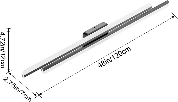 Ralbay 48" Matte Black Vanity Lights 48W Frosted Aluminum Modern LED Black - Image 2