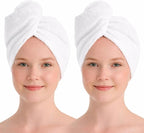100% Turkish Cotton Hair Towel Wrap 2 Pack – Oeko-TEX Certified Quick Dry Turban by Seritaine
