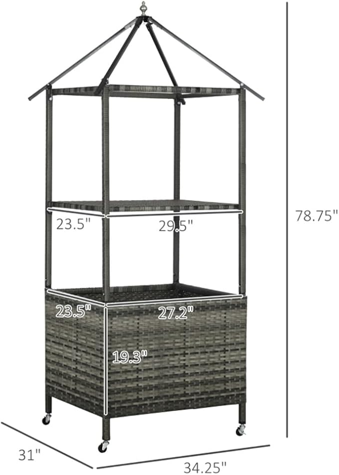 Pool Towel Valet Caddy with Canopy Cover, Hand-Woven PE Rattan Storage - Image 5