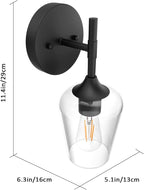 Ralbay Black Wall Sconces Set of 2 Matte Black Bathroom Lights Clear Glass - Image 5