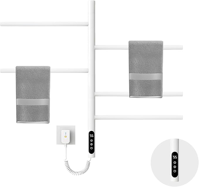 Electric Towel Warmer, 5-Bar Rotating Heated Towel Rack, 2-3 Minutes to by SEHAUSEU