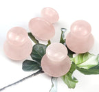 2 Pcs Rose Quartz Jade Mushroom Hot Massage Stones Set Warm Rocks Kit - Image 7