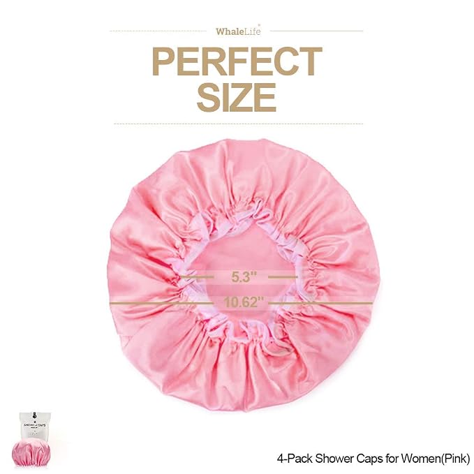 Shower Cap for Women Reusable Extra Large Shower Cap for Men Satin Double Layer - Image 5