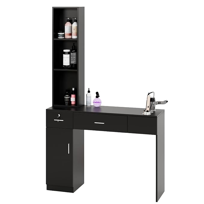 OmySalon Salon Stations for Hair Stylist, Locking Barber Station Organizer - Image 8