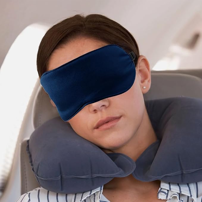 2 PCS Navy Satin Sleep Masks, Adjustable Silk Eye Mask - Image 4
