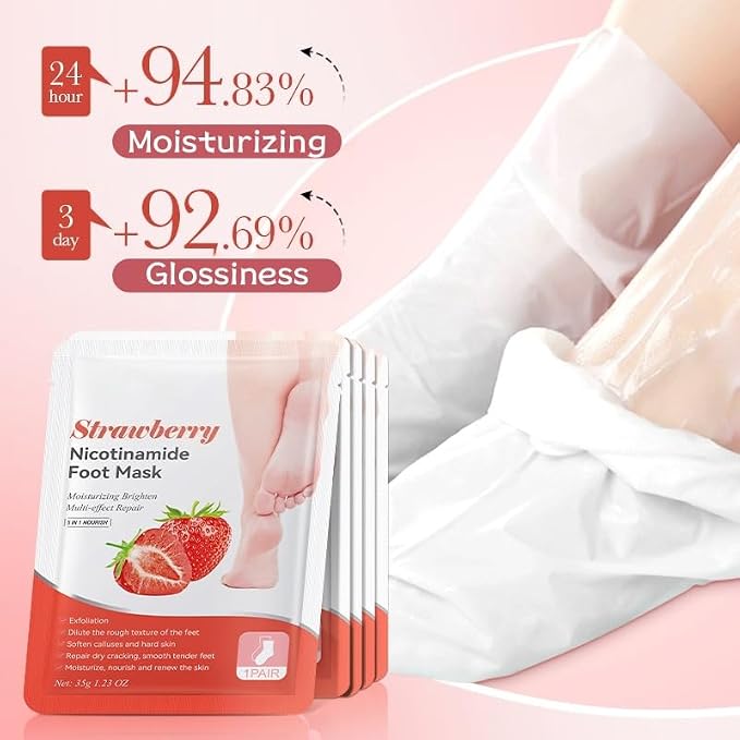 6-Pack Strawberry Nicotinamide Hand & Foot Mask - Image 6