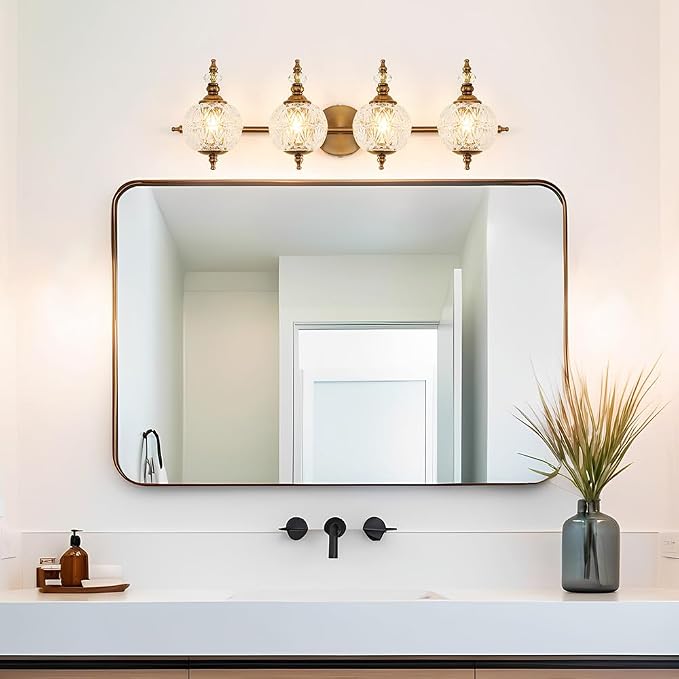 Brushed Gold Bathroom Vanity Light Fixture Vintage Style - Image 5