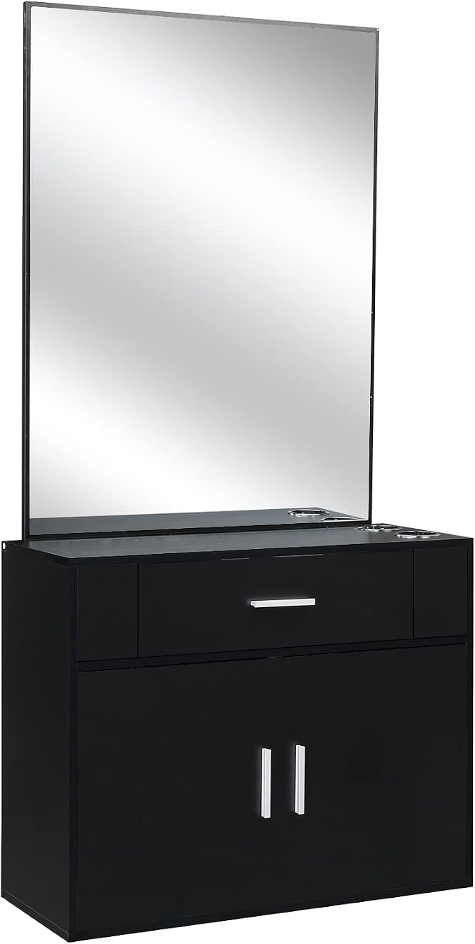 Modern Styling Station for Hair Stylist, Wooden Hair Salon Station Storage - Image 9