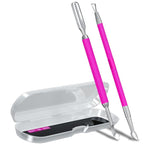 2PCS Metal Rose Pink Cuticle Pusher and Cutter Remover Salon Quality Stainless by GA%26EN