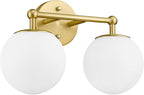 AKEZON Gold Bathroom Light Fixtures, 2-Light Vanity Lights Over Mirror Wall - Image 9