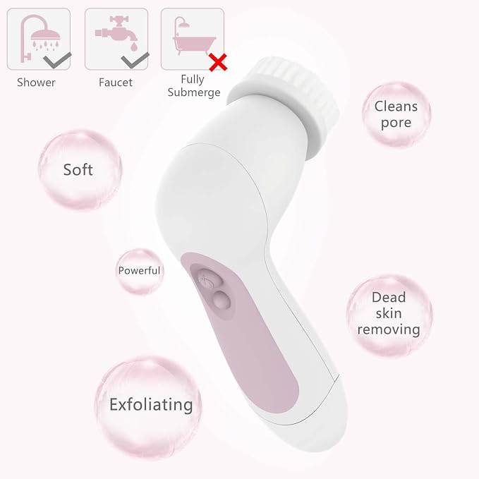 Waterproof Facial Cleansing Spin Brush Set - Image 6