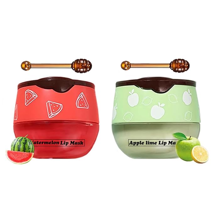 2 PCS Apple Lime Lip Mask, Vitamin E Strawberry & Watermelon & Honey Lip by Unknown