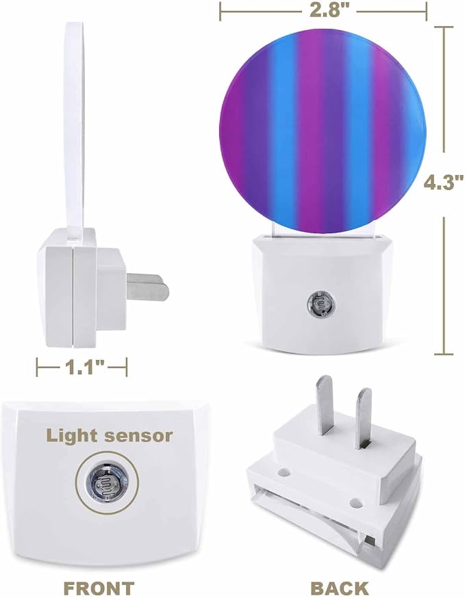 Night Lights Auto Sensor Purple Blue Night Light Gradient Color Stripe Round - Image 2