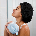Reusable Shower Cap for Women, Large Waterproof Shower Bonnet Washable Elastic - Image 5