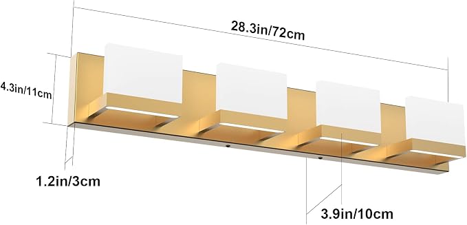 Tipace Gold Vanity Lights for Bathroom Modern LED 4 Lights Bathroom Vanity - Image 9