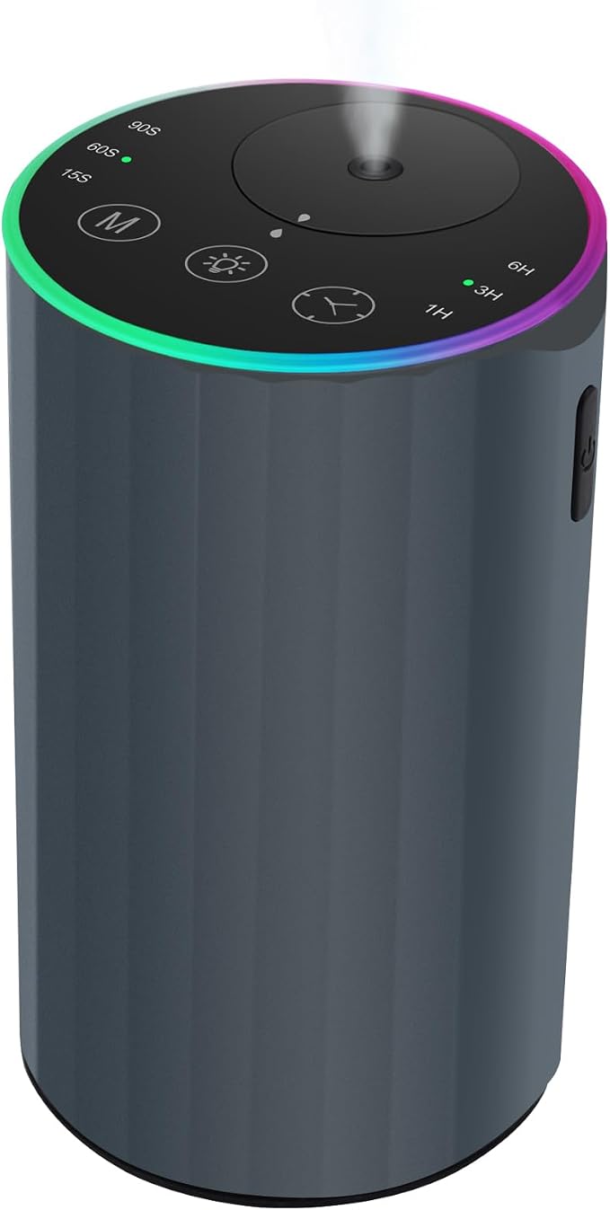 Waterless Essential Oil Diffuser, 7 Colors LED Light, Battery Powered Mini by konchile