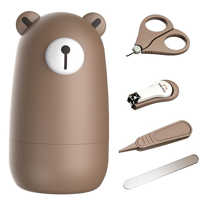 Baby Nail Clippers Set with Cute Case, Infant Fingernail and Toenail File Kit by papabear
