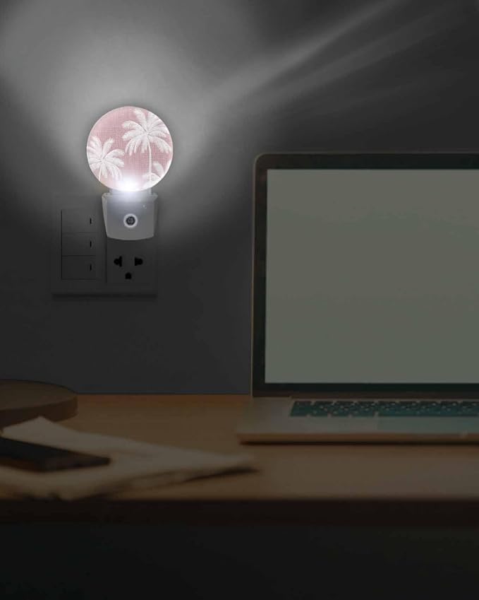 Night Lights Auto Sensor Tropical Palm Trees Night Light Pink Linen Coastal - Image 7