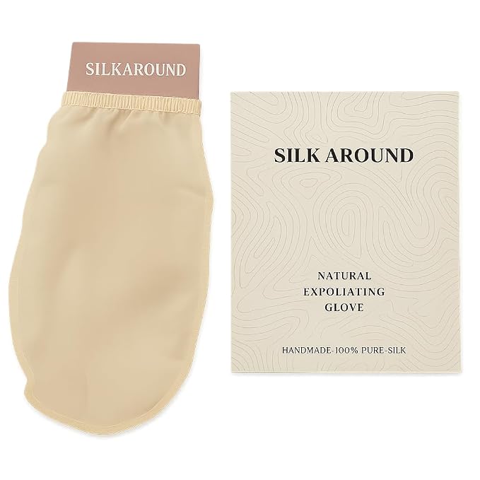 SILK AROUND Pure Silk Exfoliating Mitt Gloves - Image 3