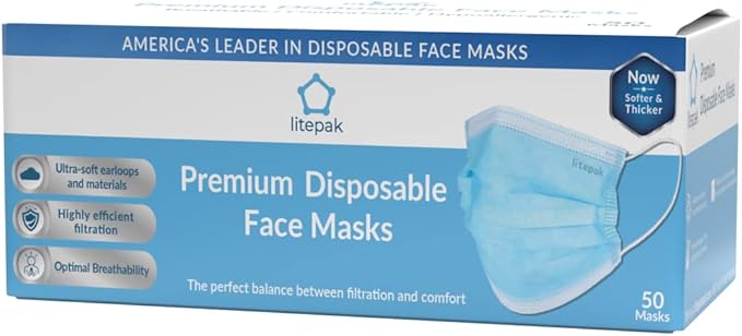Litepak 500pcs Premium Disposable Face Mask SOFT 3ply Nose Wire - Image 3