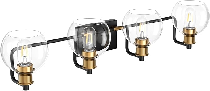 Tipace Industrial Bathroom Vanity Lighting Fixtures 4-Lights Vintage Black & - Image 9