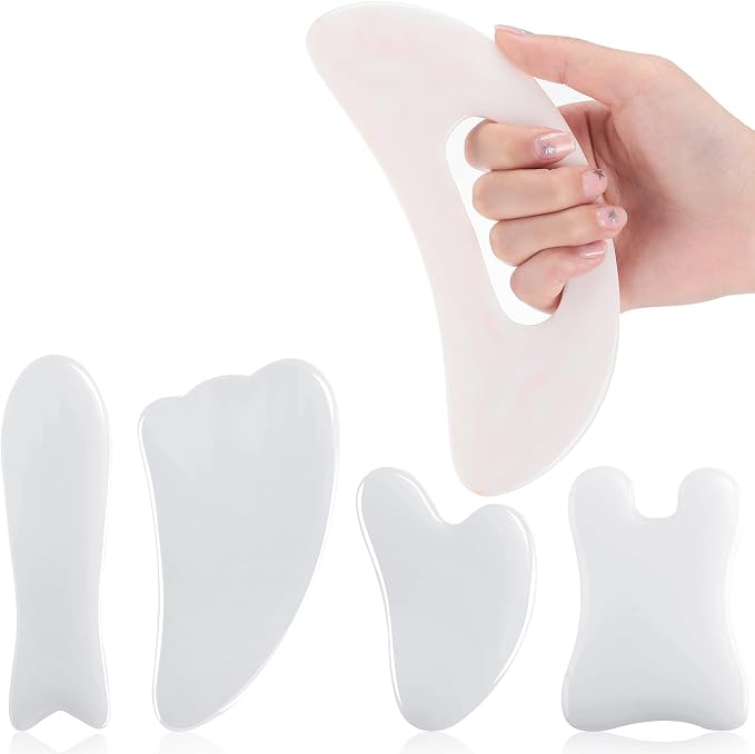 Treela 5 Pcs Gua Sha Facial Tools Set and 1 Pcs Body Gua Sha Massage Tool by Treela