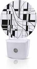 Night Lights Auto Sensor White Lines Night Light Modern Abstract Art Round Lamp by Home+L6