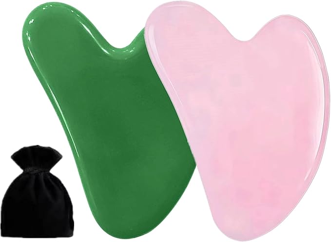 2 Pack Gua Sha Facial Tools, Gua Sha Jade Stone Gua Sha Massage Tool, Guasha by Unknown