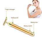 Beauty Bar 24k Golden Pulse Facial Massager, T-Shape Electric Sign Face Massage - Image 3