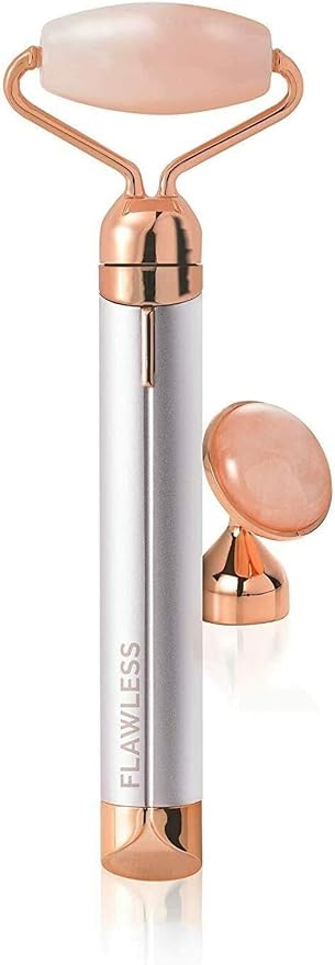 Finishing Touch Flawless Contour Vibrating Facial Roller & Massager, Rose Quartz - Image 2