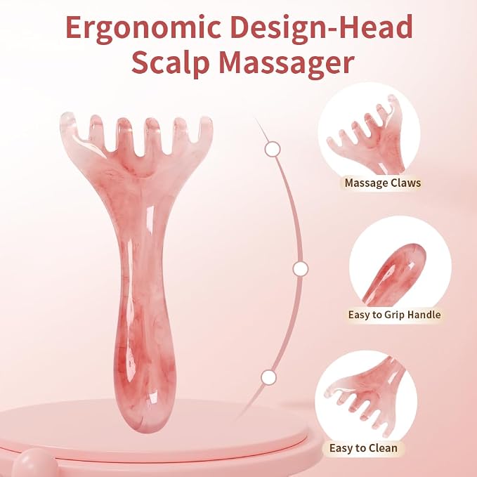 TAIHI Scalp Massager, Manual Head Massager Gua Sha Tool, Natural Resin Scalp - Image 4