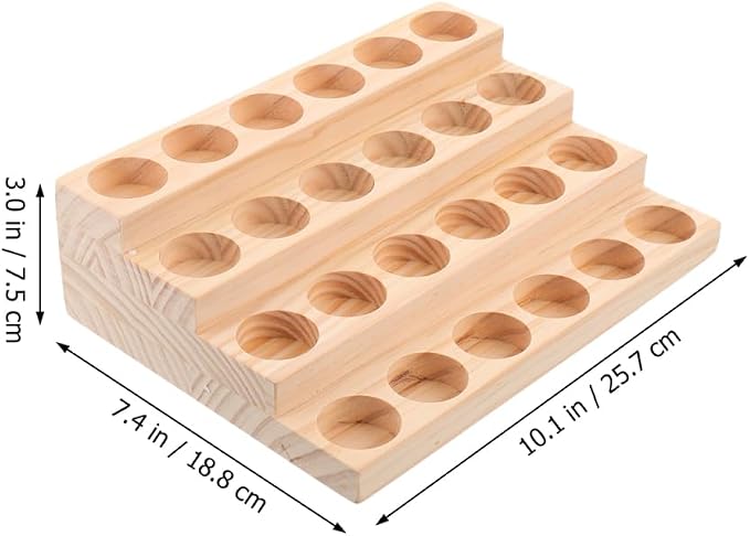 Healifty Wooden Essential Oil Organizer Rack 24 Slots Bottle Display Stand - Image 2